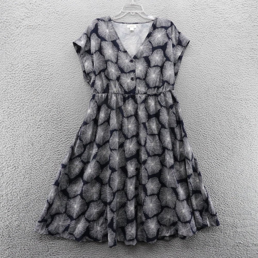 Nordstrom Rack Navy Blue Sunburst Print Button Front Midi Dress Womens Size M